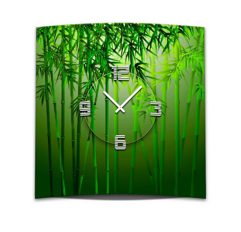dixtime Wanduhr Wanduhr XXL 3D Optik Dixtime grüner Bambus 50x50 cm leises Uhrwerk (Einzigartige 3D-Optik aus 4mm Alu-Dibond) von dixtime