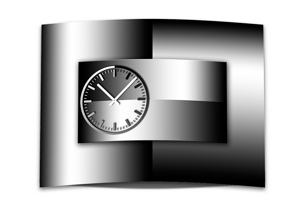 dixtime Wanduhr Wanduhr XXL 3D Optik Dixtime modern schwarz weiß 50x70 cm leises Uhrwe (Einzigartige 3D-Optik aus 4mm Alu-Dibond) von dixtime