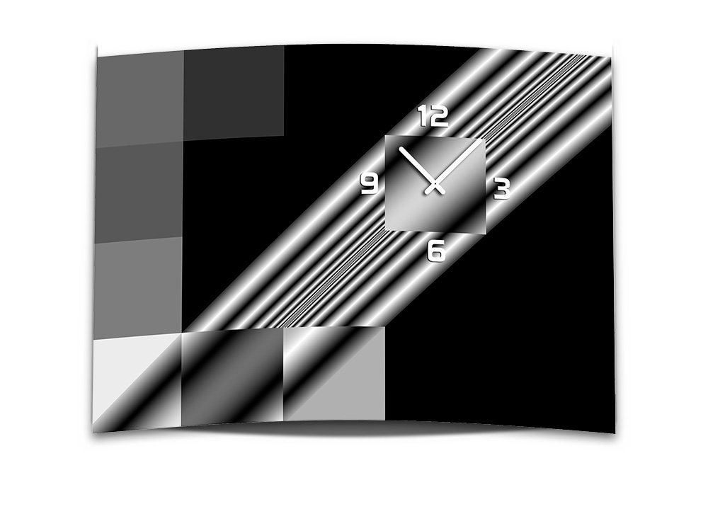 dixtime Wanduhr Wanduhr XXL 3D Optik Dixtime modern schwarz weiß 50x70 cm leises Uhrwe (Einzigartige 3D-Optik aus 4mm Alu-Dibond) von dixtime