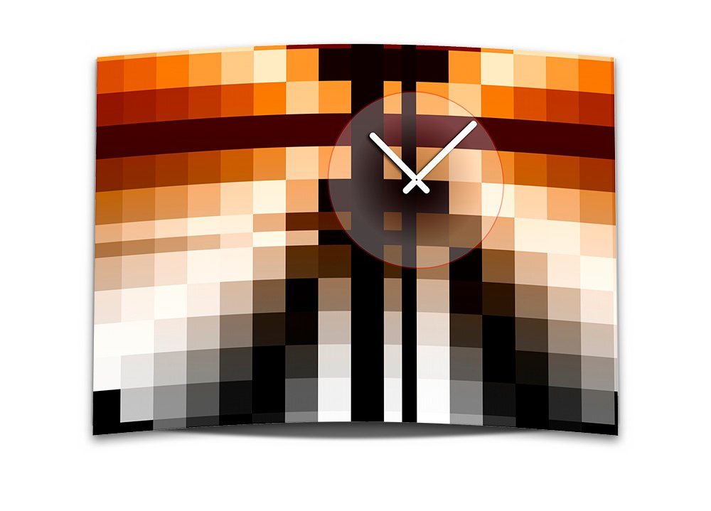 dixtime Wanduhr »Wanduhr XXL 3D Optik Dixtime orange schwarz Mosaik« (Einzigartige 3D-Optik aus 4mm Alu-Dibond) von dixtime