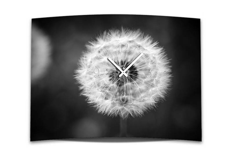 dixtime Wanduhr Wanduhr XXL 3D Optik Dixtime schwarz weiß Pusteblume 50x70 cm (Einzigartige 3D-Optik aus 4mm Alu-Dibond) von dixtime