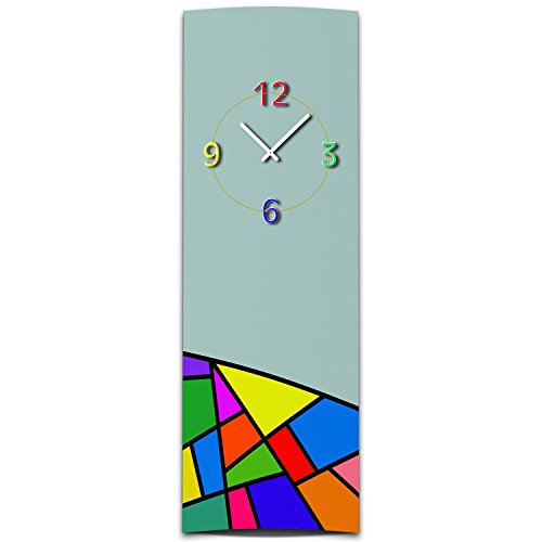 dixtime Wanduhr XXL 3D Optik abstrakt Mosaik 30x90 cm hochkant leises Uhrwerk GL-002H von dixtime