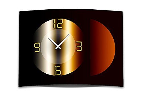 dixtime Wanduhr XXL 3D Optik braun Bronze Kreis 50x70 cm leises Uhrwerk GR-038 von dixtime