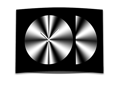 dixtime Wanduhr XXL 3D Optik schwarz weiß Kreis 50x70 cm leises Uhrwerk GR-005 von dixtime