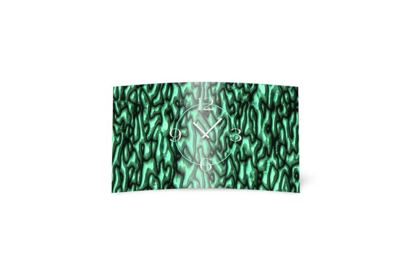 dixtime Wanduhr geschmolzenes Glas Gestein grün Designer Wanduhr (Einzigartige 3D-Optik aus 4mm Alu-Dibond) von dixtime
