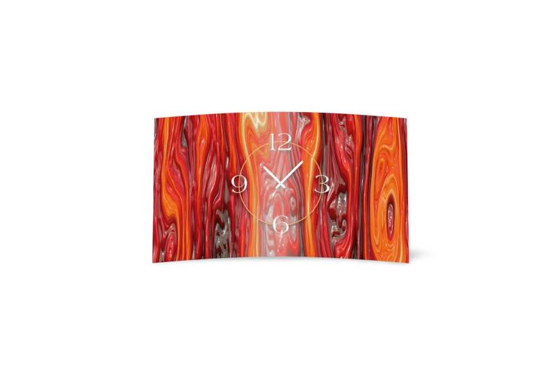 dixtime Wanduhr geschmolzenes Glas rot Designer Wanduhr (Einzigartige 3D-Optik aus 4mm Alu-Dibond) von dixtime