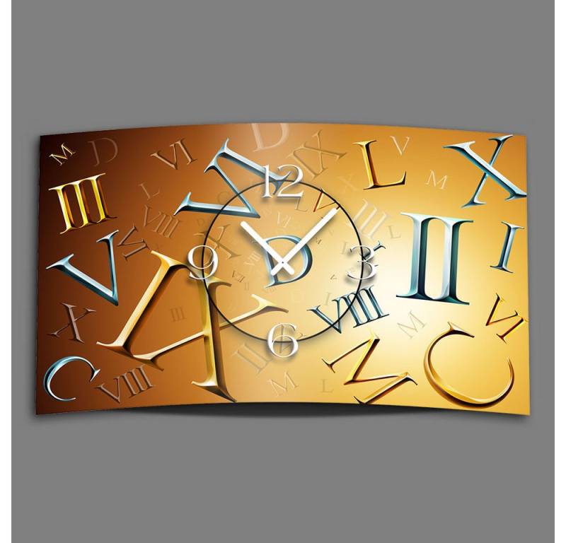 dixtime Wanduhr römische Zahlen Designer Wanduhr (Einzigartige 3D-Optik aus 4mm Alu-Dibond) von dixtime