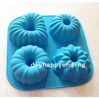 4 - Blumen-Donut-Diy-Kuchenform, Flexible Silikon-Seifenform, Schokoladen-Keks-Backformen, Pudding-Gelee-Backwerkzeug von diyhappyending