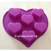 6-Herzen Diy Kuchenform Flexible Silikonseifenform Schokolade Keks Backformen Pudding Gelee Backwerkzeug von diyhappyending