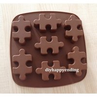 7-Puzzle Jigsaw Schokoladenform Flexible Silikon Backform Keks Cookie Backformen Epoxy Pudding Backenwerkzeuge von diyhappyending