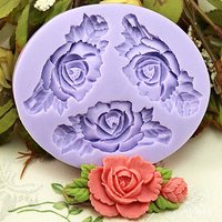 F0199 3-Fach Blume Polymer Clay Form Fondant Formen Schokolade Flexible Silikon Fimo Harz Backwerkzeuge von diyhappyending