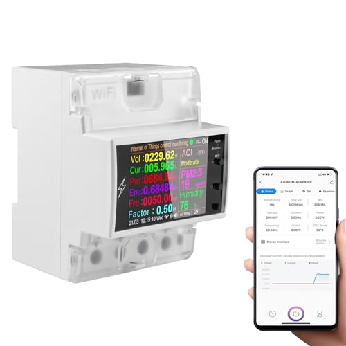 Diymore 100A WiFi Din Rail Energiemessgerät Smart Switch Fernsteuerung,Digitaler Stromverbrauchsmonitor,AC85-265V Digital Volt Amp Kwh Frequenzfaktor Messgerät Diymore 100A WiFi Din Rail Energiemessgerät Smart Switch Fernsteuerung,Digitaler Stromverbrauchsmonitor,AC85-265V Digital Volt Amp Kwh Frequenzfaktor Messgerät von diymore