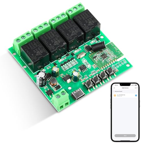 Diymore 4 Kanal WIFI Drahtlos-Relais,DC7-32V Delay Switch Control Momentary Inching Relais,USB 5V Smart-Schalter-Modul,Selbstsperrendes Schaltermodul für DIY Smart Home Fernsteuerung von diymore