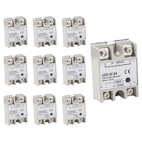 diymore 10PCS 24V-380V SSR-40DA 40A 3-32V DC-AC Solid State Relais-Modul von diymore
