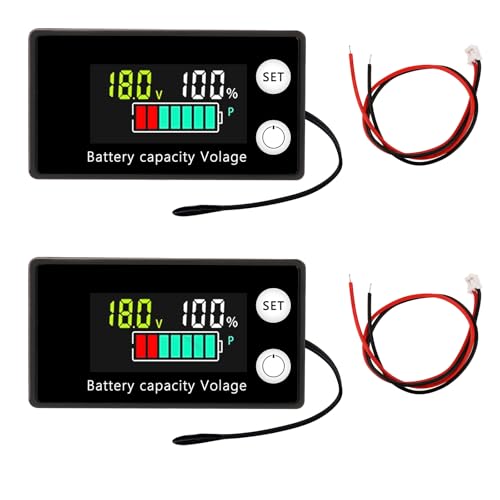 diymore 2 Stück Batteriewächter 12V 24V 36V 48V 60V 72V 84V, Batterieanzeige DC 8-100V Batteriekapazitätsmonitor mit Summeralarm und Temperatur für Autos Boote Wohnmobil von diymore