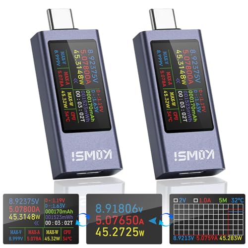 diymore 2PCS 360W USB C Tester Messgerät 4-30V 0-12A USB Strommessgerät Kapazität Spannungsprüfer Strommessgerät, USB Power Meter Leistungskapazität Detektor von diymore