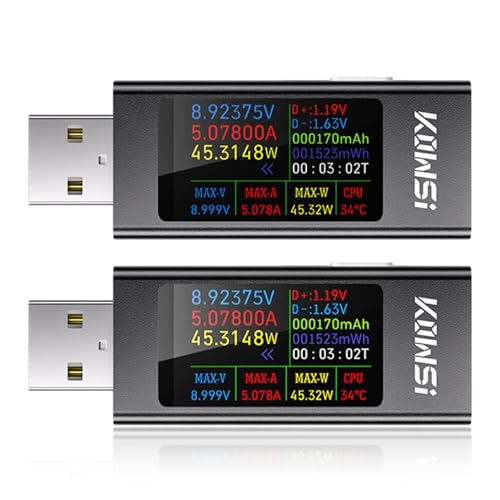 diymore 2PCS 360W USB Tester Messgerät 4-30V 0-12A USB Strommessgerät Kapazität Spannungsprüfer Strommessgerät, USB Power Meter USB A Tester Leistungskapazität Detektor von diymore