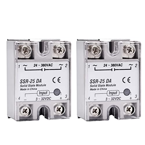 diymore 2PCS Halbleiterrelais Solid-State-Relaismodul mit Kunststoffabdeckung,SSR-25DA 3-32V DC Eingang 24-380V AC Ausgang von diymore