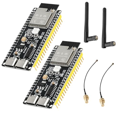 diymore 2PCS für ESP32-S3 DevKitC-1 N16R8 Modul, für ESP32 S3 1-N16R8 Entwicklungsboard mit WiFi, Bluetooth 5.0,USB C Anschließbare Antenne mit Antenne von diymore