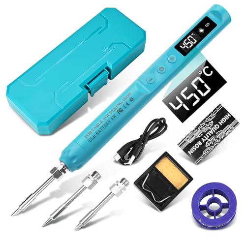 diymore Akku Lötkolben Set, USB Kabelloses Lötkolben Set, Temperatur einstellbar 200-450 °C, mit 3 Lötspitzen für Elektronikreparatur, Schmuckherstellung, DIY-Projekte von diymore