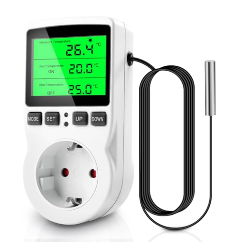 diymore Digital Temperature Controller mit Fühler, Temperaturregler 230V Thermostat Steckdose Heizung Kühlung Timing-Funktion, für Gewächshaus Aquarium Lüfter von diymore
