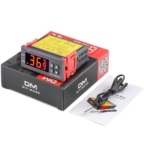 diymore STC-1000 Pro Temperaturregler AC 220V Allzweck-Digital-Thermostat-Temperaturkalibrierung mit NTC-Sensorsonde für Fermentation Hatch Freezer Heizen und Kühlen von diymore
