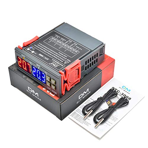 diymore STC-3008 Digitaler Temperatur Regler Thermostat AC 110V-230V mit doppelter NTC-Sondensonde Kühler Heizung für Tiere Heizmatte,Inkubator Hühner Heizfolie Reptilien Amphibien von diymore