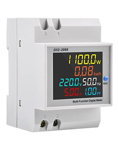 diymore Stromzähler Hutschiene 1 phasig AC 40-300V 100A 6 in 1 LCD Digitaler Energiezähler Wechselstromzähler KWh Zähler, Amperemeter Voltmeter Din, Geschlossenem Typ CT von diymore