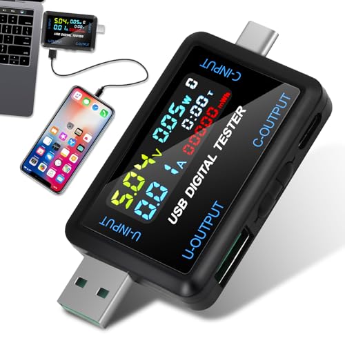 diymore USB Tester Messgerät, DC 4.5~36V 2-in-1 USB C Strommessgerät Digital Multimeter Strommessgerät USB Power Meter, Spannung Voltmeter, Strommesser, Leistungskapazität Detektor von diymore