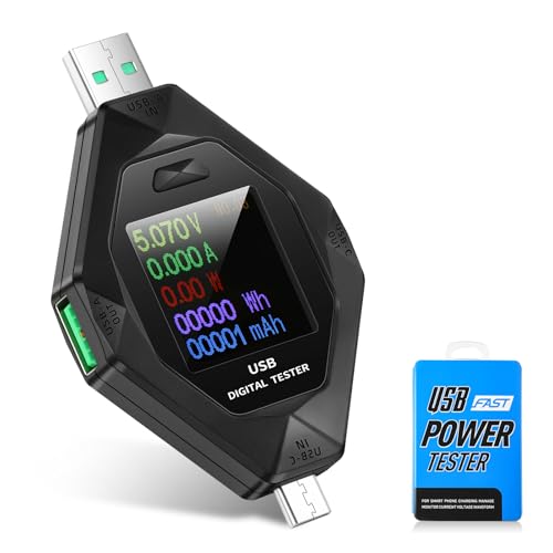diymore USB Tester Messgerät 2-in-1 Typ C Multimeter 1.44 inch LCD Digital Multimeter Strommesser Power Meter, Spannung Voltmeter, Strom, Leistungskapazitä Detektor von diymore