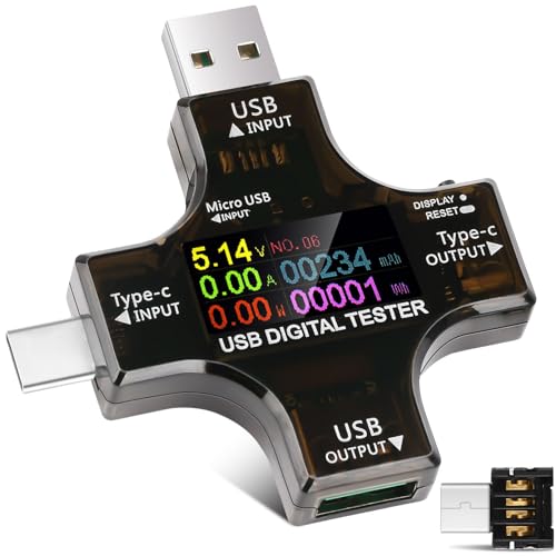 diymore USB Tester Messgerät 2-in-1 USB C Messgerät Digital Multimeter Strommessgerät USB Power Meter, Spannung Voltmeter, Strommesser, Leistungskapazität Detektor von diymore