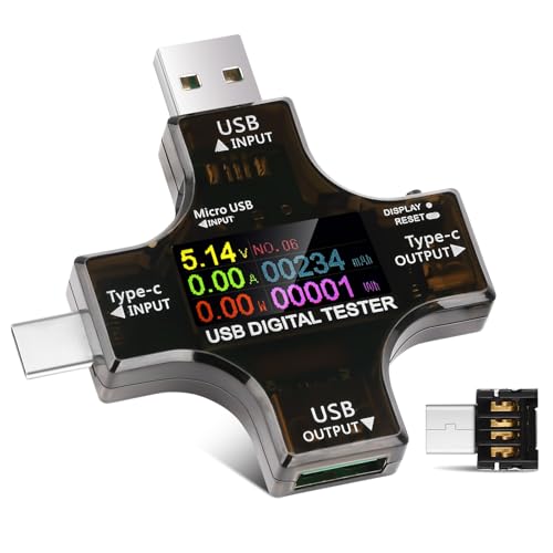 diymore USB Tester Messgerät 2-in-1 USB C Messgerät Digital Multimeter Strommessgerät USB Power Meter, Spannung Voltmeter, Strommesser, Leistungskapazität Detektor diymore USB Tester Messgerät 2-in-1 USB C Messgerät Digital Multimeter Strommessgerät USB Power Meter, Spannung Voltmeter, Strommesser, Leistungskapazität Detektor von diymore