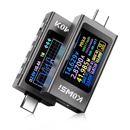 diymore USB Tester Messgerät 3.3V-40V 12A USB Digital Tester Power Meter, Strommessgerät, Spannung Voltmeter, Leistungskapazitä Detektor mit Kurvenmessung, Welligkeitsmessung, Protokolltest von diymore