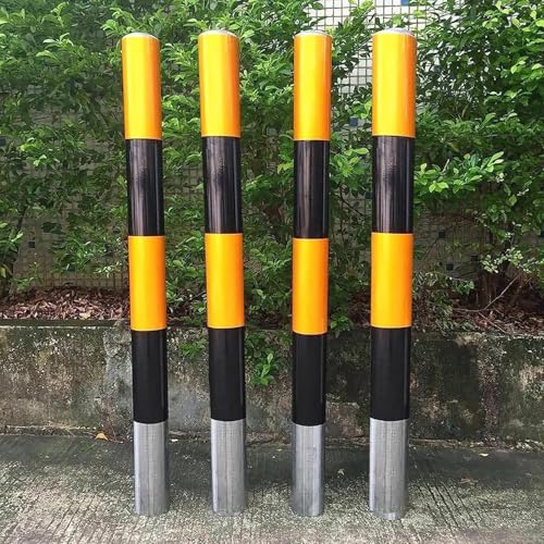 Parkpfosten 4 Stück Metall Sicherheitspfähle für Einfahrten, eingegrabener Sicherheitspost, Verkehrspfahl für Warnungen, Standard Verkehrskegel für Garagen(Color 1,H100xW8.9cm (39.4x3.5")) von djgkENVQ