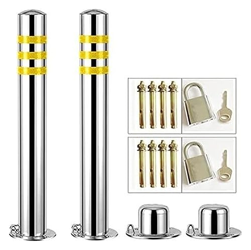 Parkplatz-Poller 2er-Pack Parkabsperrpfosten mit Vorhängeschloss, Pollerstreifen aus Edelstahl Parkplatz-Poller 2er-Pack Parkabsperrpfosten mit Vorhängeschloss, Pollerstreifen aus Edelstahl von djgkENVQ