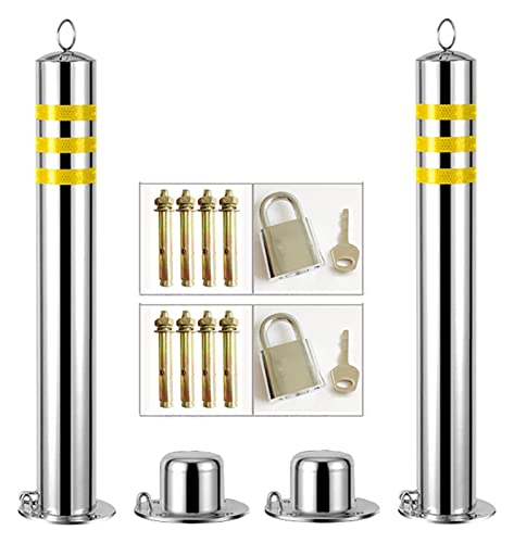 Parkplatz-Poller 2er-Pack Sicherheitspfosten for Parkkegel aus Edelstahl mit Reflektorstreifen(800x76mm/31.5x3in) von djgkENVQ