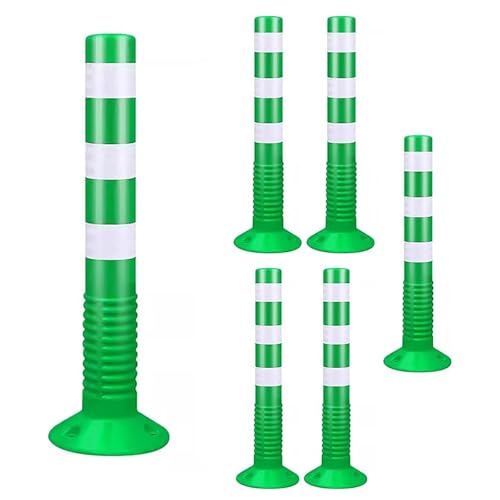 Parkplatz-Poller Flexible Verkehrsleitpfosten, Sicherheitskegel, Straßenpoller for Nachtsicht(Green,6 pack) von djgkENVQ