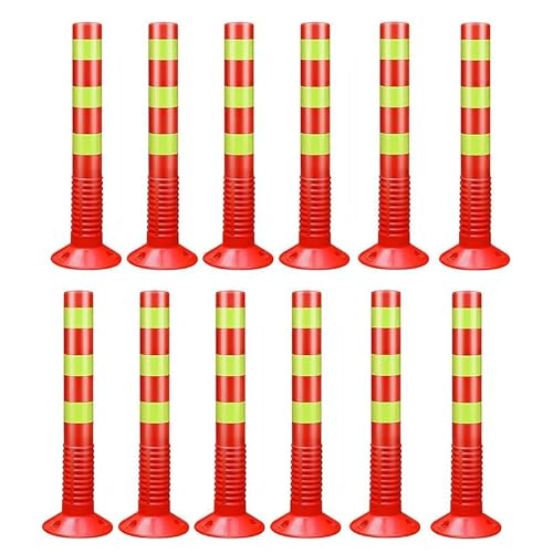 Parkplatz-Poller Flexible Verkehrsleitpfosten, Sicherheitskegel, Straßenpoller for Nachtsicht(Red,12 pack) von djgkENVQ