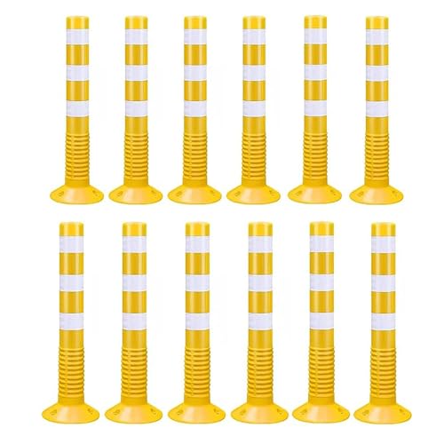 Parkplatz-Poller Flexible Verkehrsleitpfosten, Sicherheitskegel, Straßenpoller for Nachtsicht(Yellow,12 pack) von djgkENVQ