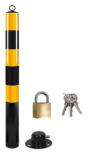 Parkplatz-Poller Parkbarriere, runder Poller mit Schloss, gelb pulverbeschichtet, Sicherheitspollerpfosten(2pcs) von djgkENVQ
