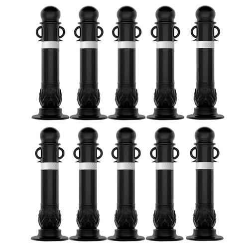 Parkplatz-Poller Schwarze Sicherheits-Verkehrs-Vorsichtkegel mit reflektierenden Bändern for Baustellen(10 pack) von djgkENVQ