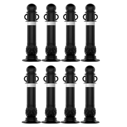 Parkplatz-Poller Schwarze Sicherheits-Verkehrs-Vorsichtkegel mit reflektierenden Bändern for Baustellen(8 pack) von djgkENVQ