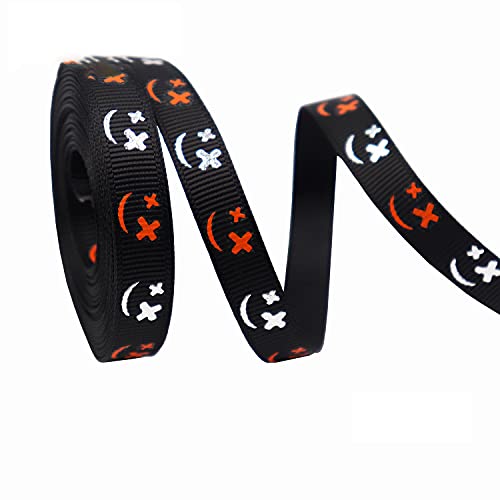 Satinband, Halloween-Bänder mit Drahtkante, 91,4 m, 3/8-7/8 Zoll, Halloween-Themenverpackung(C,50yard) von djgkENVQ