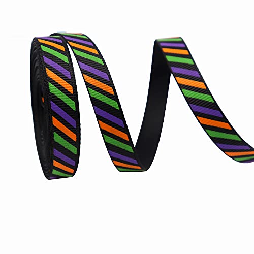 Satinband, Halloween-Bänder mit Drahtkante, 91,4 m, 3/8-7/8 Zoll, Halloween-Themenverpackung(I,100yard) von djgkENVQ