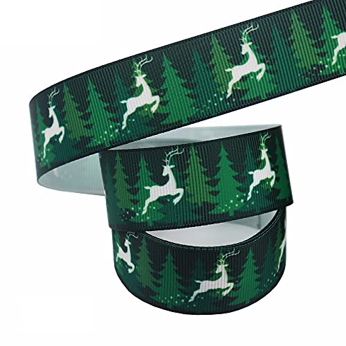 djgkENVQ Satinband, 1" 10-50 Yard Weihnachtsbänder mit Muster „Frohe Weihnachten“, Ripsband(F,10yard) von djgkENVQ