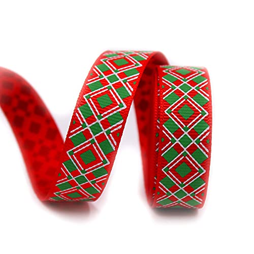 djgkENVQ Satinband, Weihnachtsbänder Bedrucktes Ripsband Polyester 0,6" Xmas Satin Organza(A,100yard) von djgkENVQ