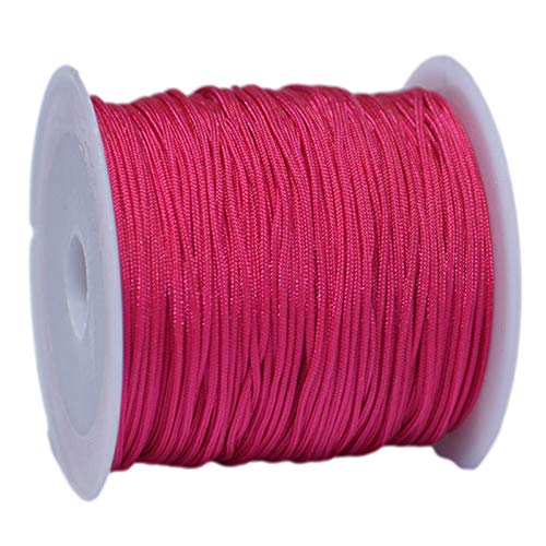 djgkENVQ Schnur für Armbänder, Geflochtener Draht, Durchmesser 1 mm, Länge 70 Meter, geeignet for Perlensticken, Kettennähen(Dark Rose Red) von djgkENVQ