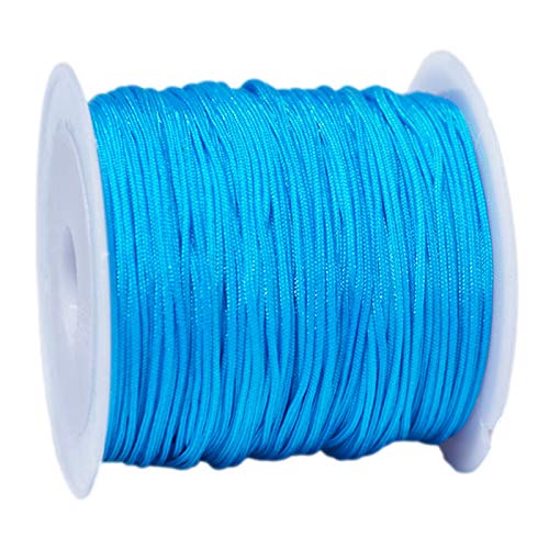 djgkENVQ Schnur für Armbänder, Geflochtener Draht, Durchmesser 1 mm, Länge 70 Meter, geeignet for Perlensticken, Kettennähen(Lake Blue) von djgkENVQ
