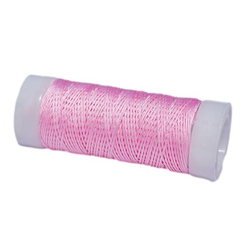 djgkENVQ Schnur für Armbänder, Perlseide extrem fein Durchmesser 0,4mm Gesamtlänge 30 Meter geflochtener Faden(Pink) von djgkENVQ