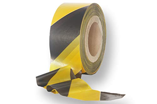 Absperrband in Gelb/Schwarz mit und ohne Karton 75mm 500m (ohne Karton, 25µ) von dm-folien gmbh